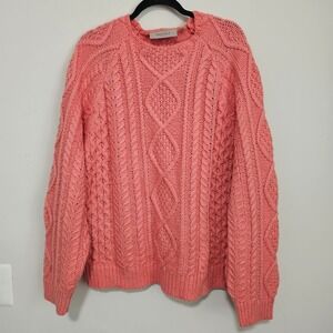 Essentials Fear of God Cable Knit Sweater Pink Chunky Oversized Womens Small ~